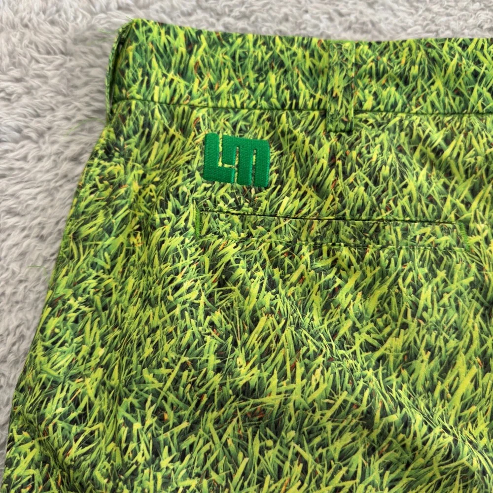 Loudmouth‎ Golf Mens Green Grass Print Performance Shorts Size 38 Golfwear